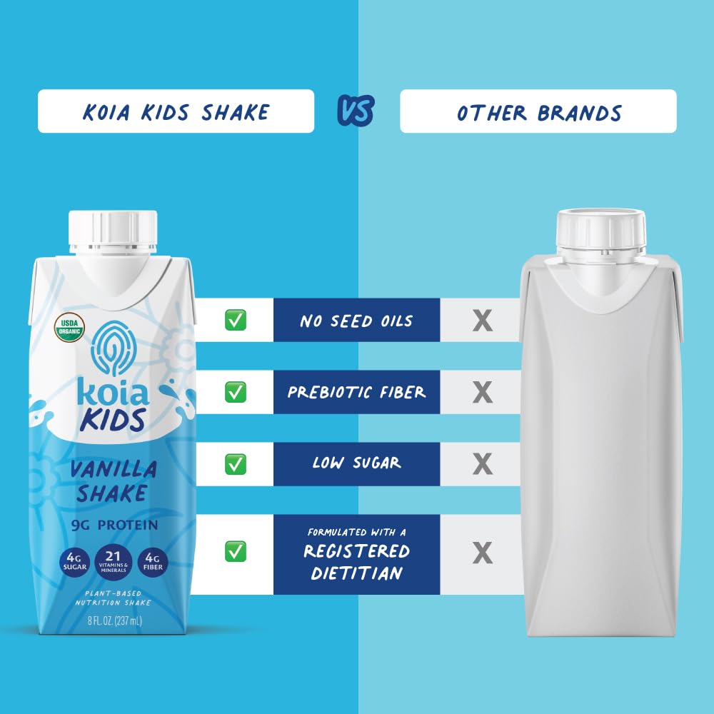 Koia Kids Vanilla creamy texture shown in a smooth shake