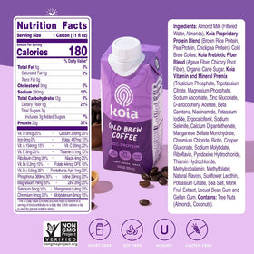 Koia plant-based protein ingredients bundle shows key sources like brown rice, peas, chickpeas