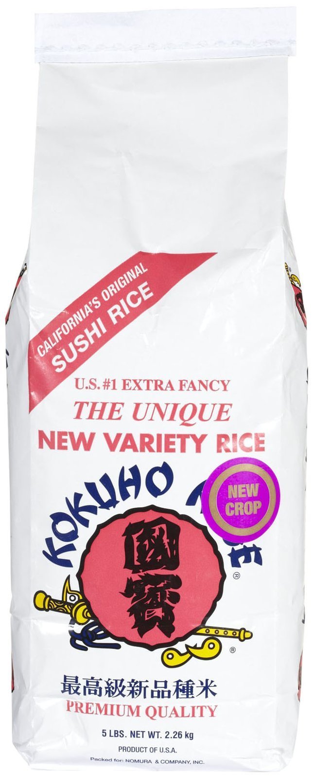 Kokuho Rose Rice 5 lb bag – gluten-free sushi rice for homemade meals.