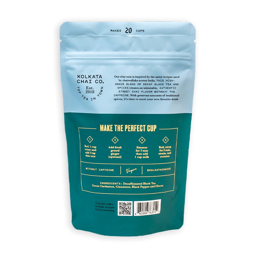 Close-up of cardamom, cinnamon, and cloves in Kolkata Chai Co decaf masala mix