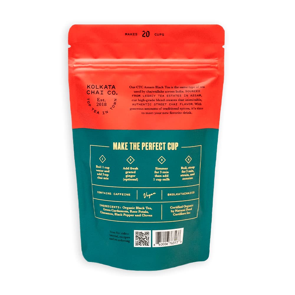 Kolkata Chai Co Rose Masala Chai mix loose leaf view ready to brew