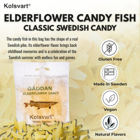 KOLSVART elderflower gummy, vegan and gluten-free, great for shared snacks