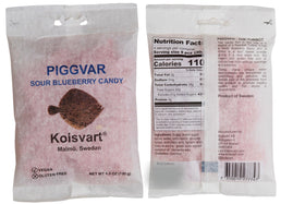 Kol svart sour blueberry gummies texture closeup highlights tangy bite and fruity notes.