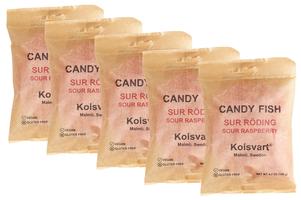 Kolsvart Sour Raspberry Gummies close-up highlighting natural flavor for vegan snacking