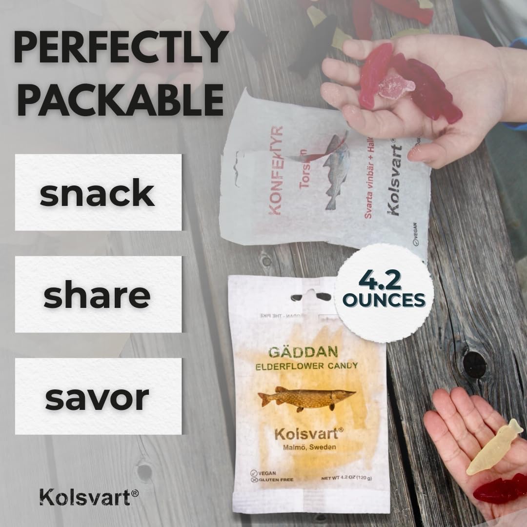 KOLSVART Malmö crafted candy, Swedish charm in a pike shape