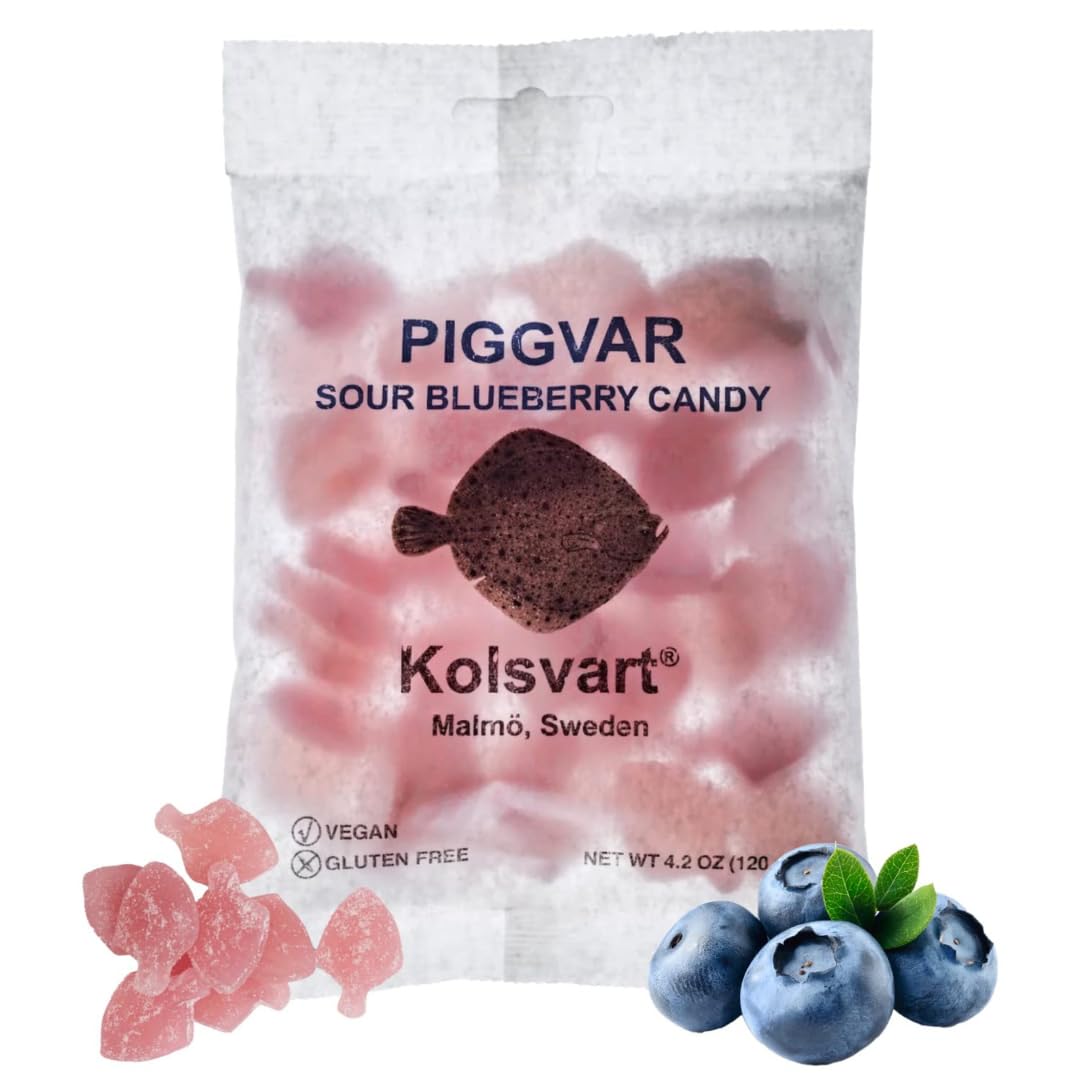 Kolsvart pigvar-shaped gummy, vibrant color, perfect for sharing during gatherings.