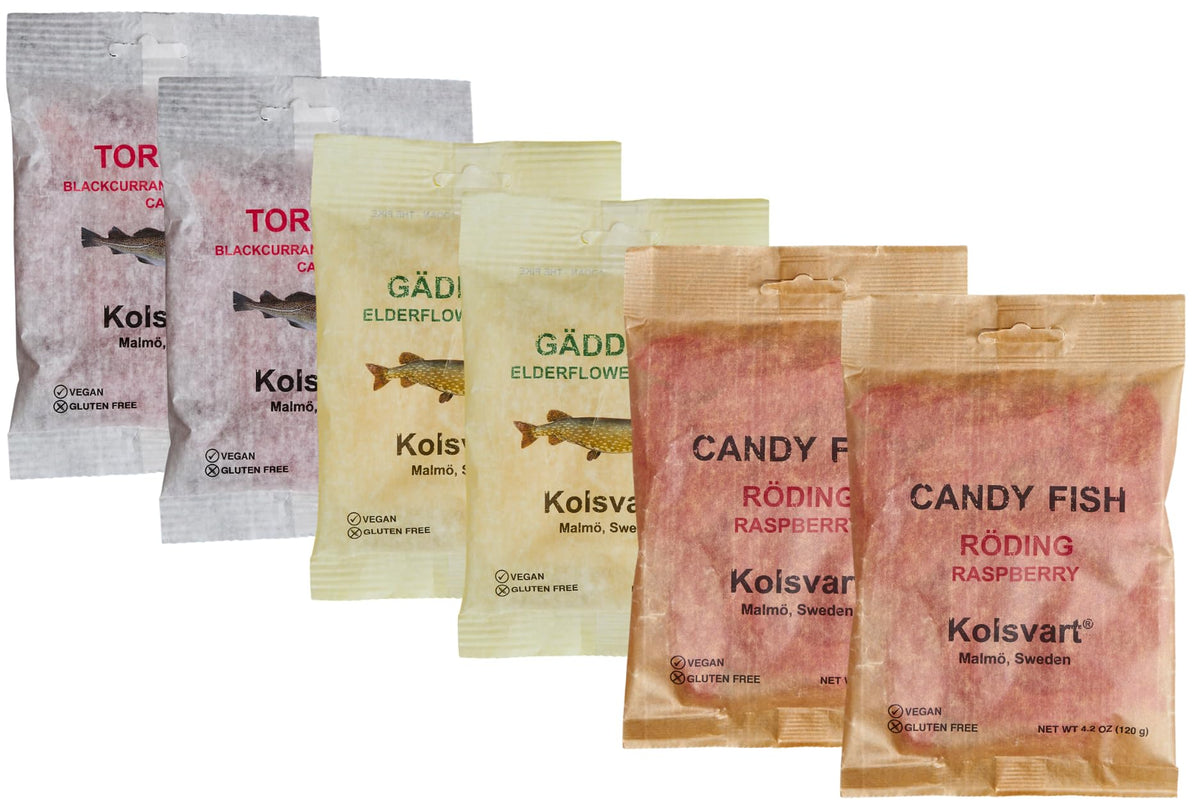 Kolsvart Swedish candy Raspberry variety image showing vegan gummies with natural flavor for snacking.