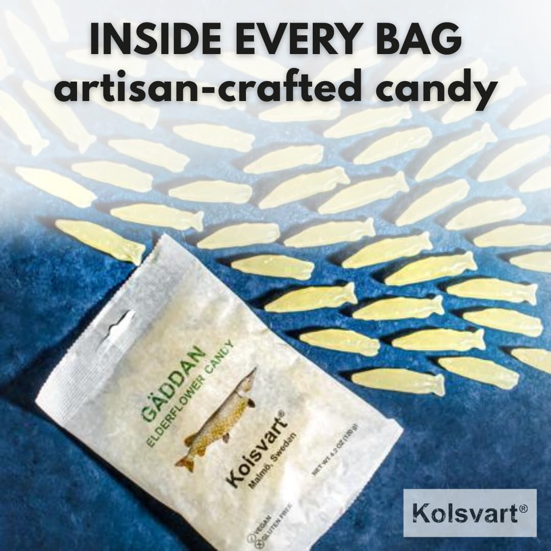 KOLSVART vegan gluten-free gummy, elderflower flavor for a light snack