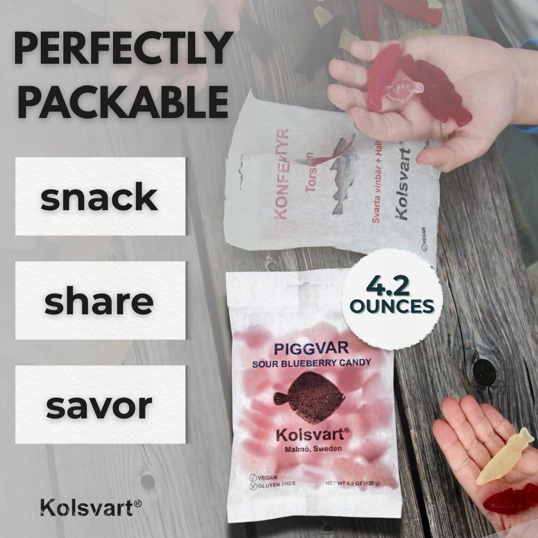 Kolsvart vegan gummy, plant-based treat for mindful snacking.
