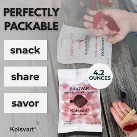 Kolsvart vegan gummy, plant-based treat for mindful snacking.