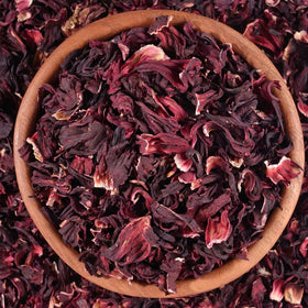 KomBei resealable pouch preserves hibiscus freshness for months.