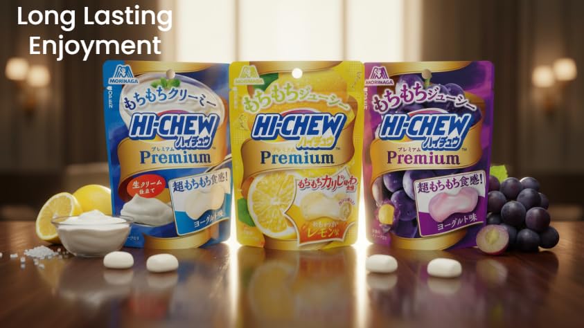 KONBINI JAPAN Hi Chew Premium Assortment candy closeup highlights soft texture.