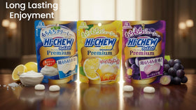 KONBINI JAPAN Hi Chew Premium Assortment candy closeup highlights soft texture.