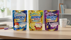 KONBINI JAPAN Hi Chew Premium Assortment store display in retail setting.
