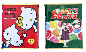 Konbini Japan Sakuma Fruit Drops tin front view with red-green branding, portable snacking