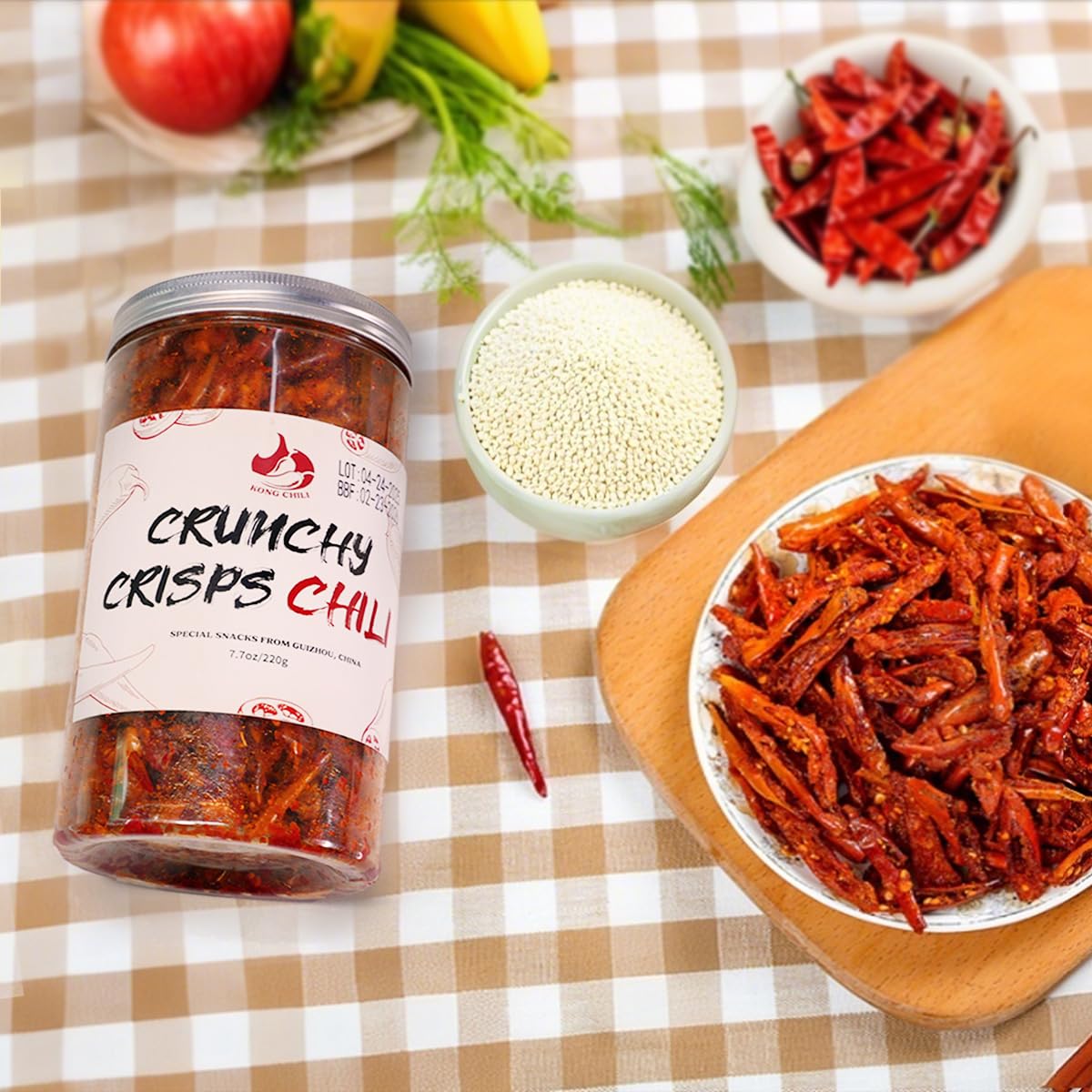 KONGCHILI heritage sun-dried peppers preserved in vibrant red color