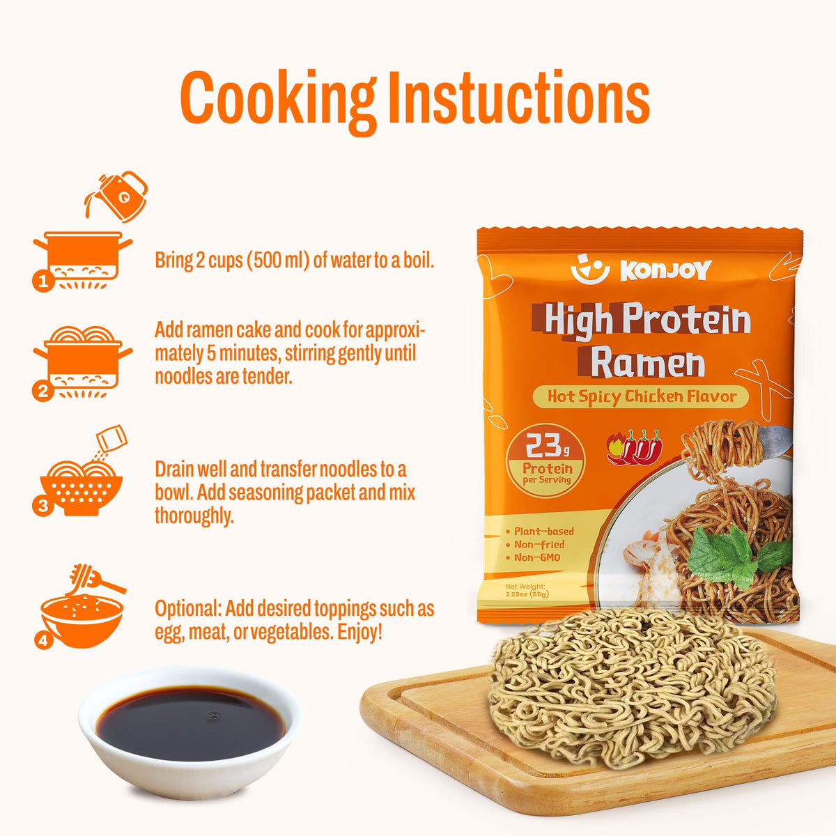 KONJOY convenient noodle pack for quick meals and study sessions