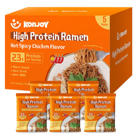 KONJOY High Protein Ramen hot spicy chicken pack boosts protein for workouts