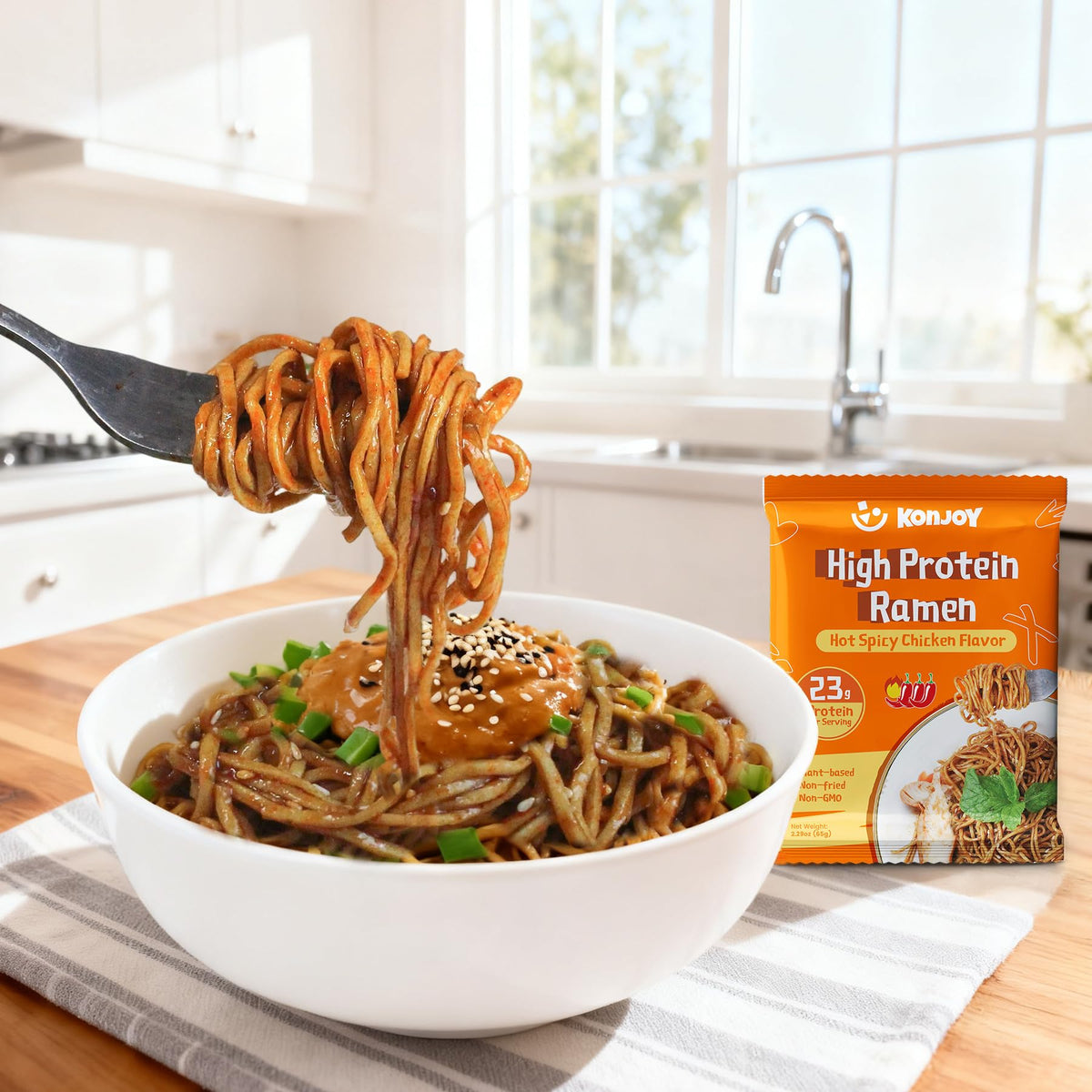 KONJOY hot spicy chicken noodles sauce pack delivers bold flavor