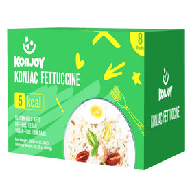 KONJOY Konjac Noodles Shirataki Fettuccine pack ready to eat for quick, low-calorie meals.