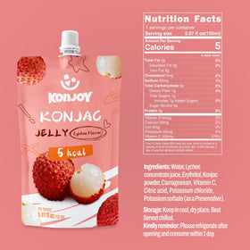 KONJOY lychee jelly pouch opened for quick, convenient sip