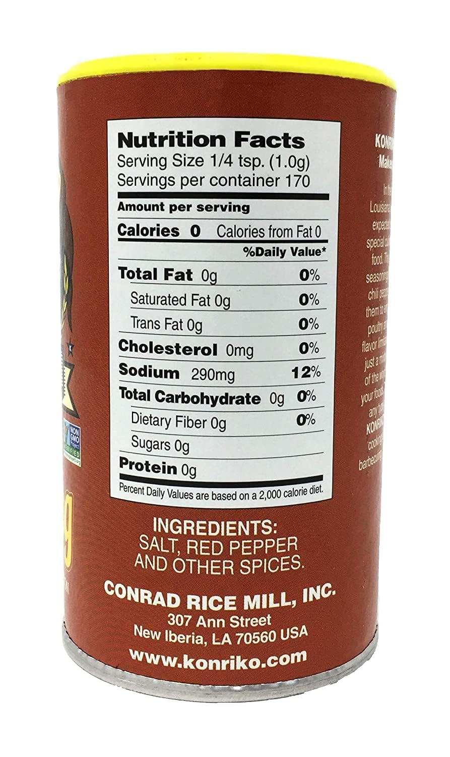 Konriko Creole Seasoning pour close-up showcases blended spices for easy kitchen use