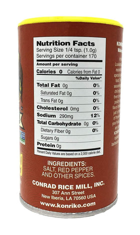 Konriko Creole Seasoning pour close-up showcases blended spices for easy kitchen use