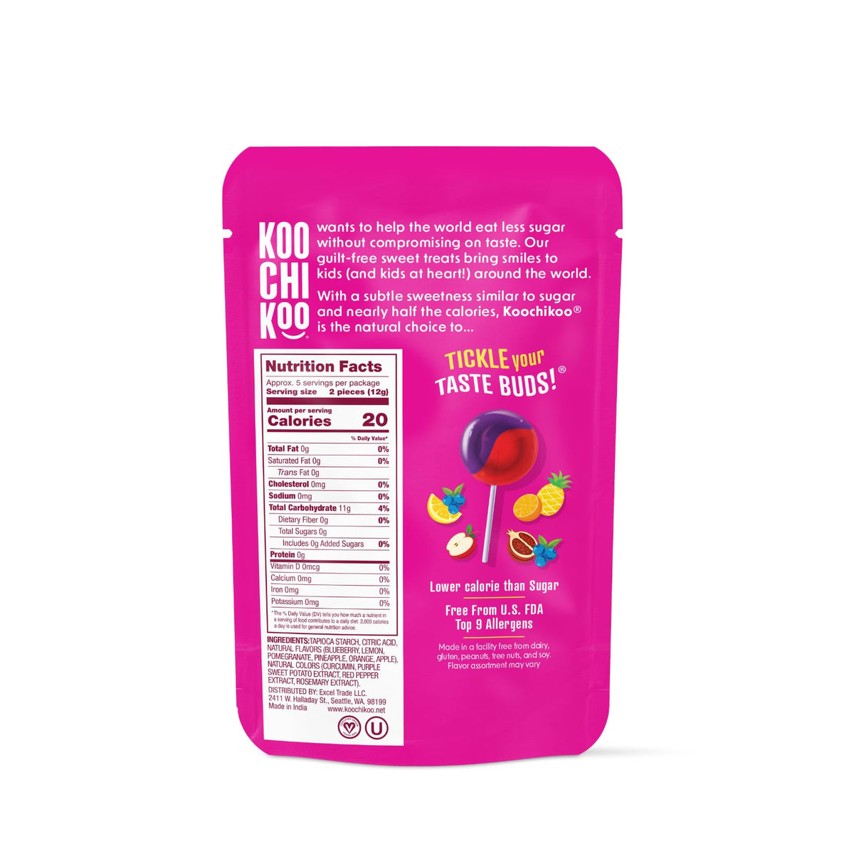 Koochikoo lollipops three-pack packaging design, easy storage and sharing