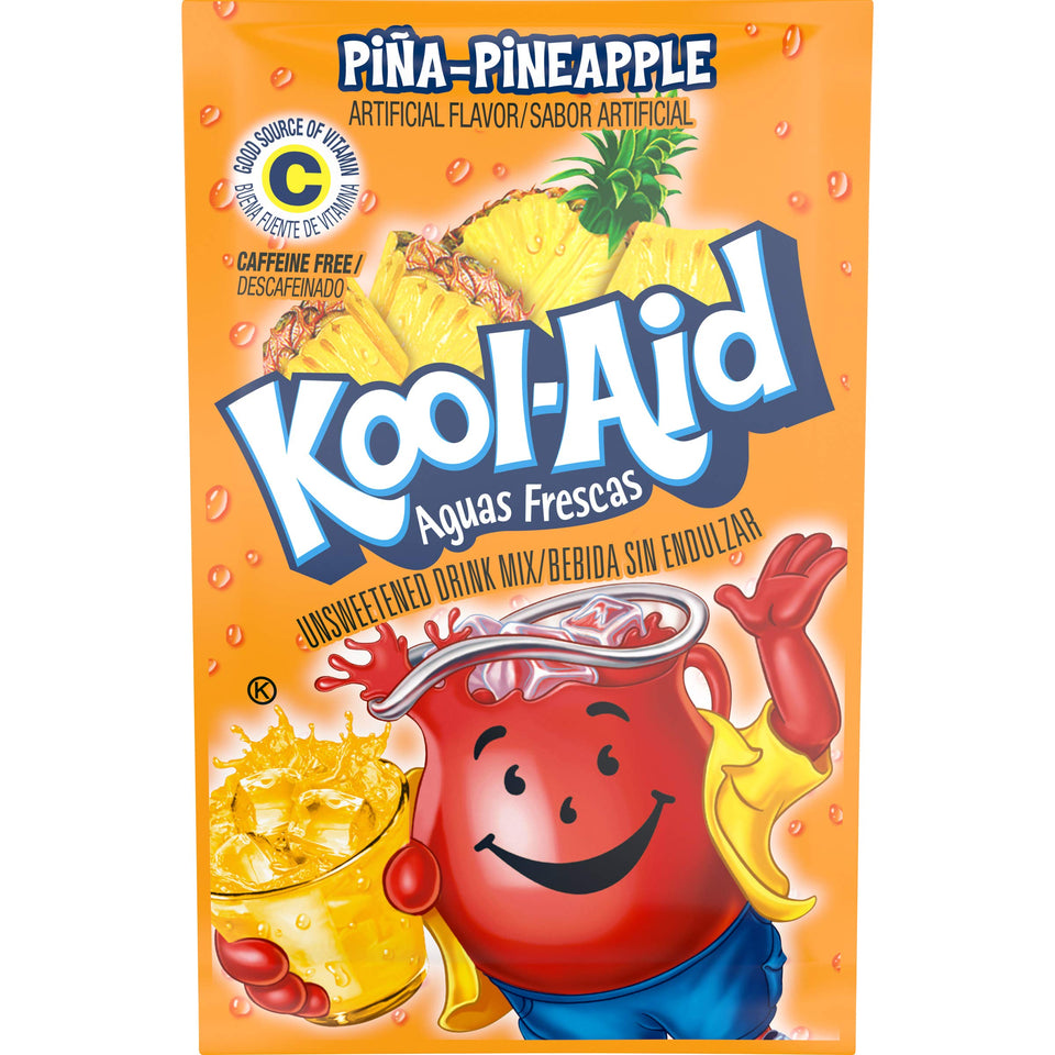 Kool-Aid Aguas Frescas Pina Pineapple powder packet for quick, refreshing servings