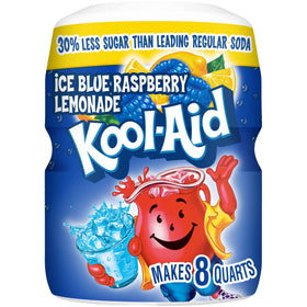 Kool-Aid Blue Raspberry Lemonade powder canister ready for quick hydration.
