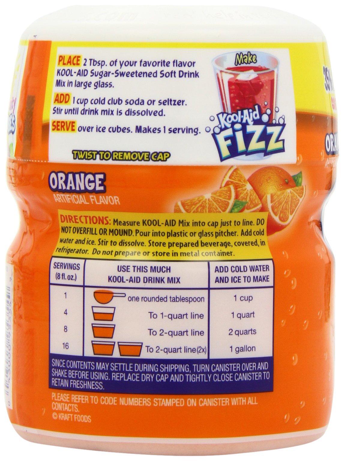 Kool-Aid orange drink mix jar with a handy scoop for easy prep.