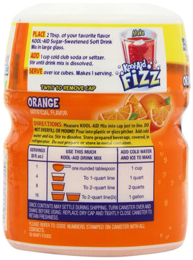Kool-Aid orange drink mix jar with a handy scoop for easy prep.