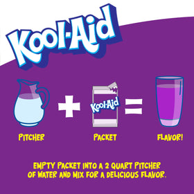 Kool-Aid grape glass on table ready for kids and family