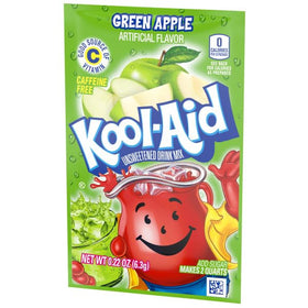 Kool-Aid Green Apple powder pack highlights vitamin C support in every serving.
