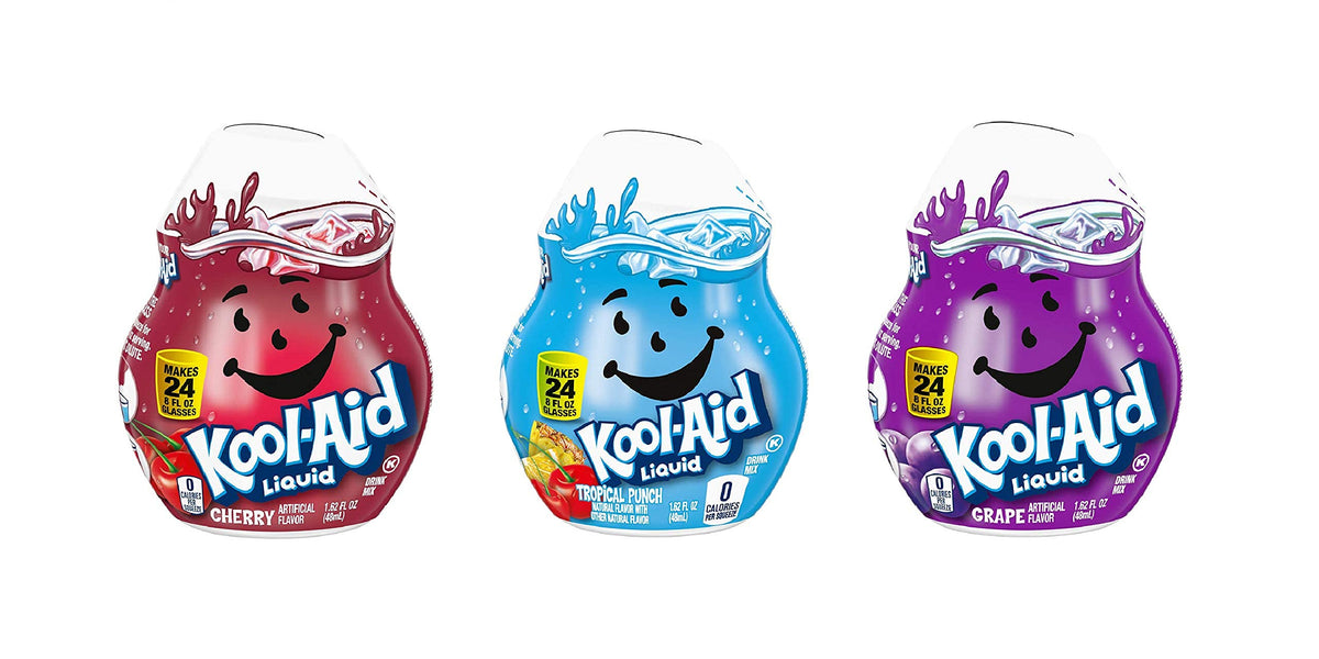 Kool-Aid Liquid Drink Mix grape pour into water for quick flavor.