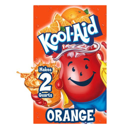 Kool-Aid Orange Unsweetened powder packet front for quick, caffeine-free refreshments