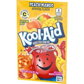 Kool-Aid Peach Mango ingredients pack highlights the new flavor.