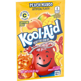Kool-Aid Peach Mango label helps identify flavor at a glance.