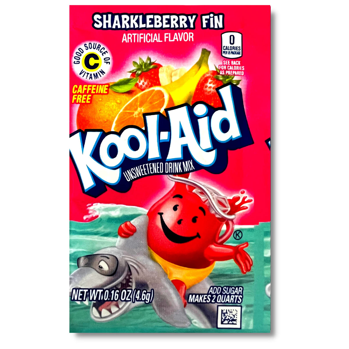 Kool-Aid Sharkleberry Fin powder mix in a 48-pack, ideal for quick fruity beverages
