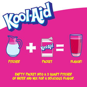 Powder dissolving in water to create a bright Kool-Aid Strawberry drink