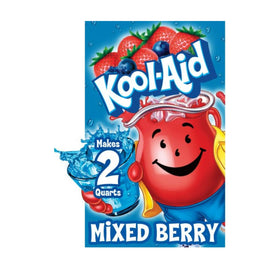 Kool-Aid Unsweetened Mixed Berry packet ready to mix for a refreshing drink.