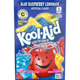 Kool-Aid unsweetened variety pack closeup of a single packet ready for mixing