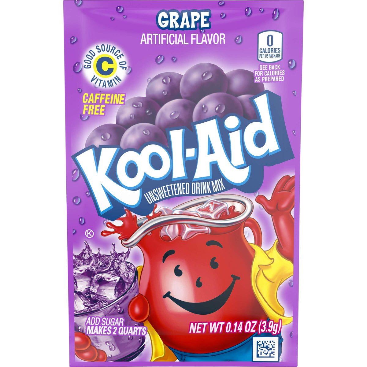 Kool-Aid unsweetened variety pack flavor list with grape, cherry, blue raspberry lemonade, lemon, orange