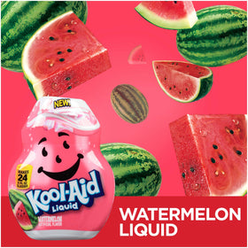 Kool-Aid Watermelon label highlights zero calories and no added sugar.