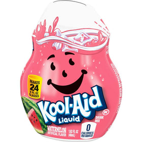 Kool-Aid Watermelon mix packaging shows resealable pack for quick, convenient use.