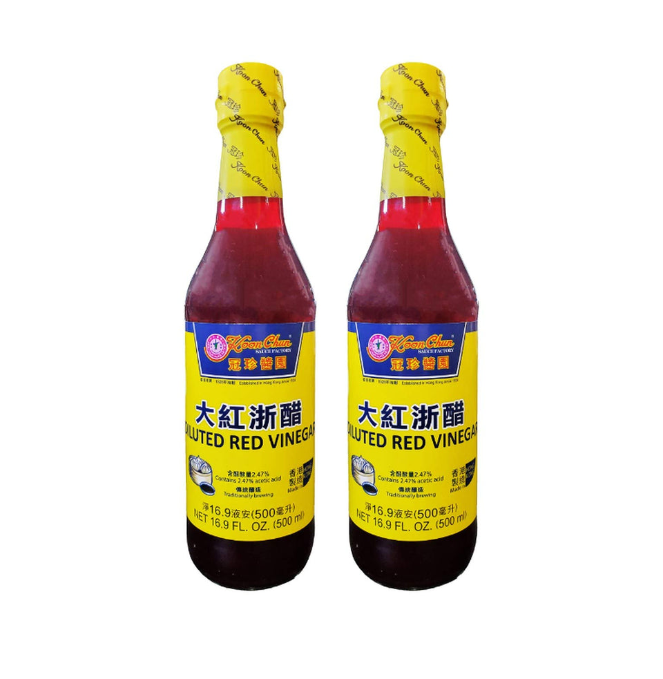 Koon Chun Diluted Red Vinegar bottle front view ideal for dressings and marinades.