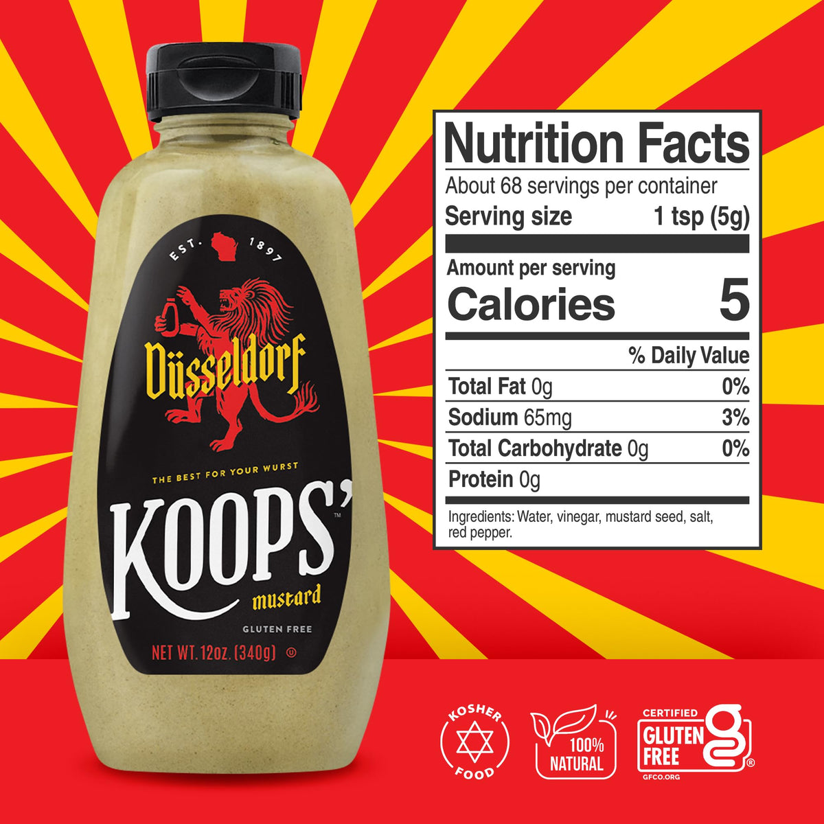 Koops' Dusseldorf Mustard on a sandwich or burger for enhanced flavor