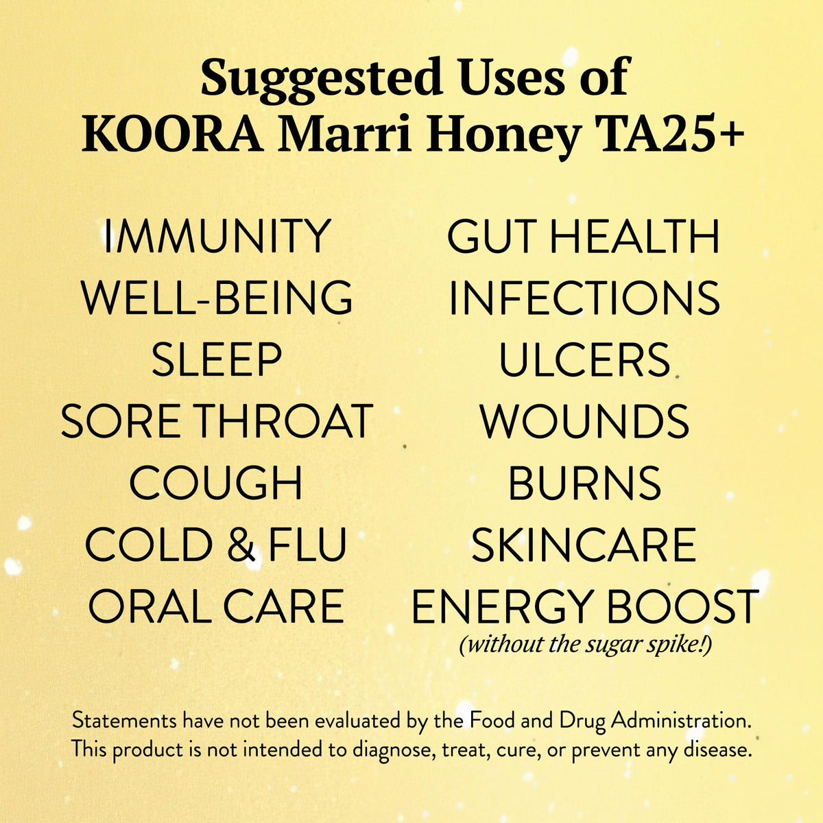 KOORA Marri Honey natural energy boost shown with a spoonful.