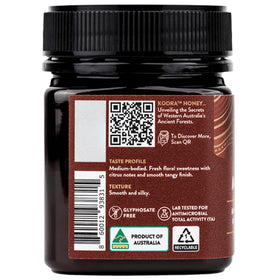 KOORA Marri Honey packaging and label design emphasizing authenticity.
