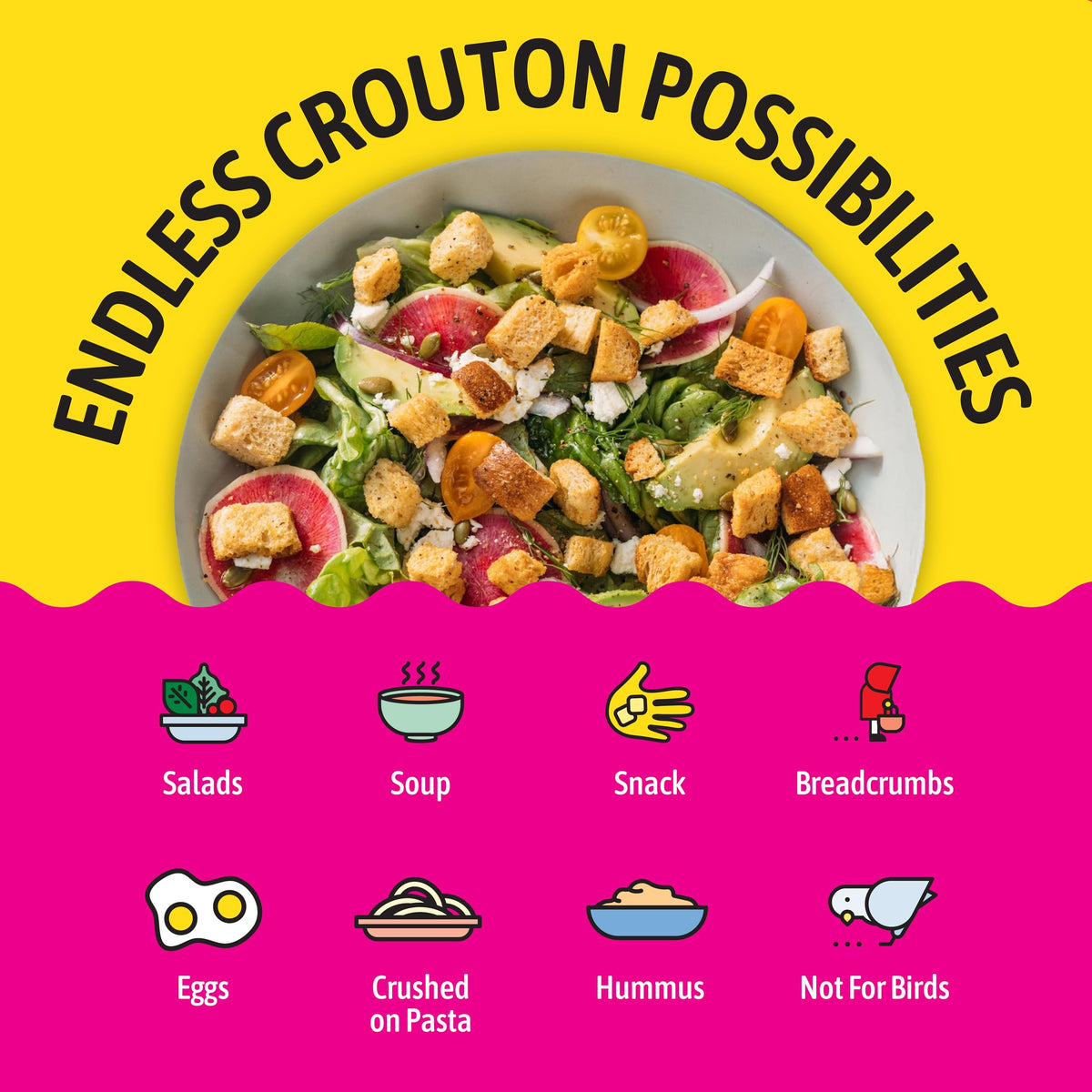 Kooshy Croutons soup-topping adds hearty crunch to bowls.